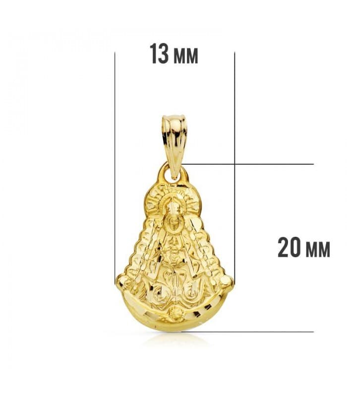 Medalla silueta Virgen Rocío 18 Ktes 20mm