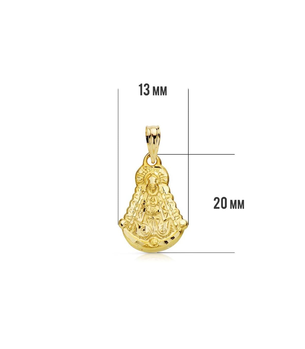 Medalla silueta Virgen Rocío 18 Ktes 20mm
