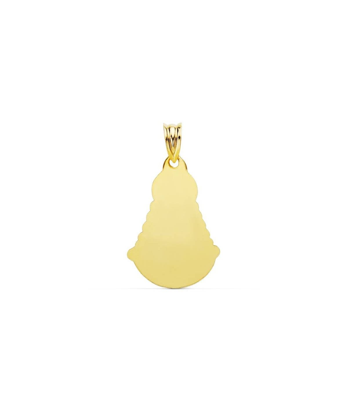 Medaglia religiosa lavorata in oro giallo 750 - Madonna del Rocio 25 mm