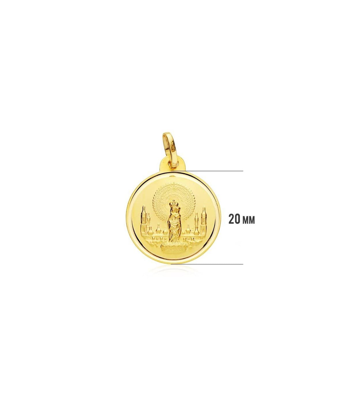 Medalla Virgen del Pilar 18 Ktes 20mm
