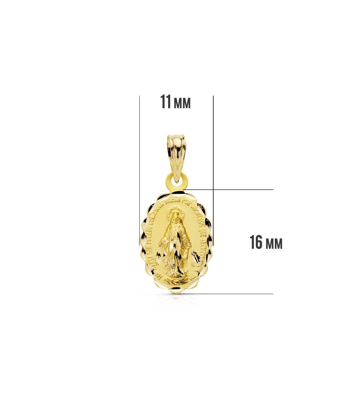 Medalla Virgen Milagrosa 18 Ktes 16mm