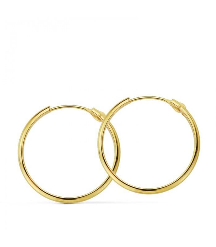 Pendientes aro de oro amarillo Lupita 20mm 18 Ktes