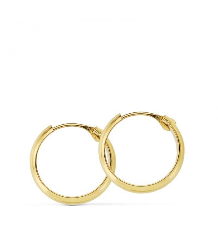 Pendientes aro de oro amarillo Lupita 14mm 18 Ktes