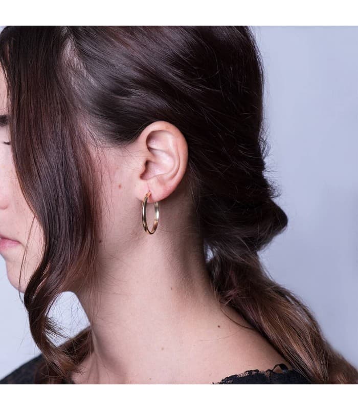 Pendientes aro de oro amarillo Lupita 30mm 18 Ktes