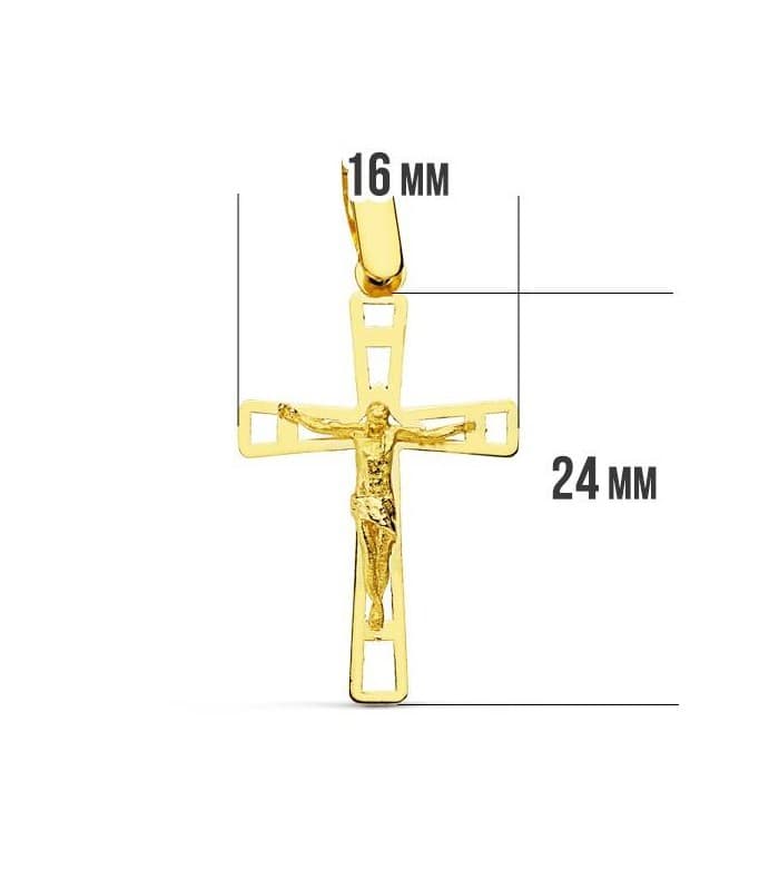 Croce Cristo traforata 24 mm 18 carati