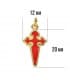 Goldkreuz des Heiligen Jakobus, 20 mm, 750 Gold, mit rotem Emaille – Glücksbringer für Pilger