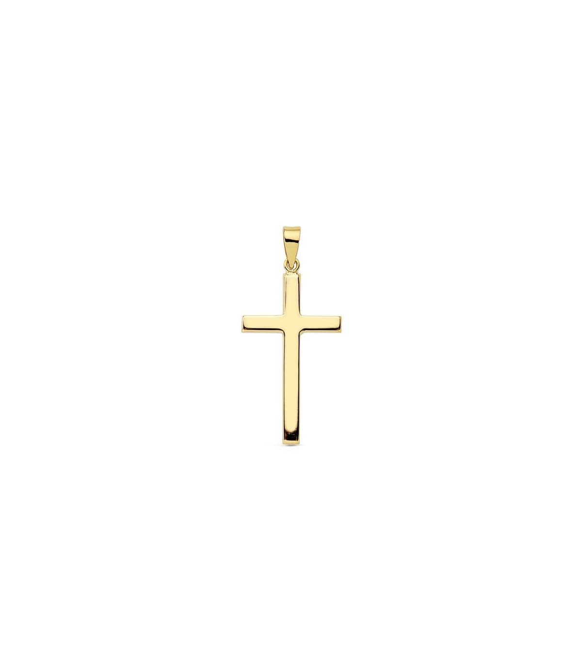 Croix plate lisse 18K 25 mm