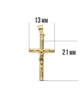 Anhänger Kreuz mit Jesus 750 Gold 13527, rund, dreidimensional