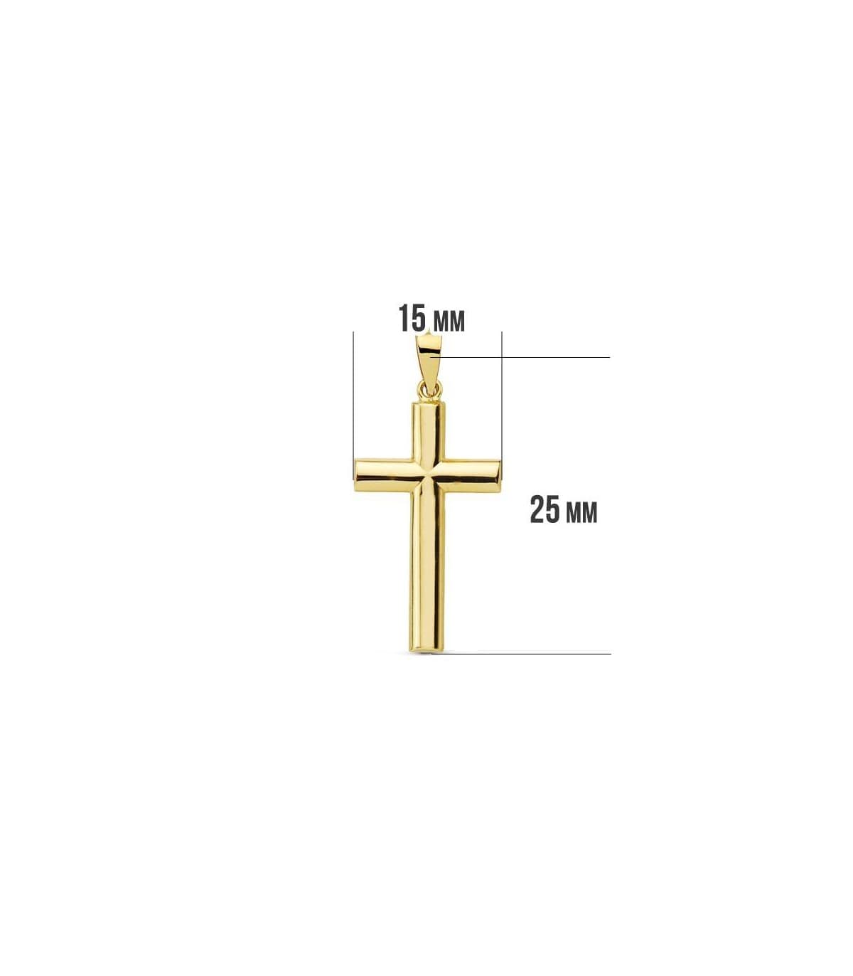Croce 18Kt 25 mm lucida e liscia; Elegante croce cristiana per il battesimo e la comunione