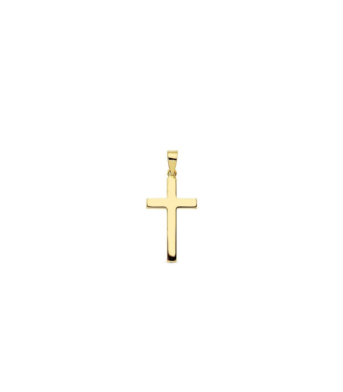 Cruz de oro, plana lisa 18 Ktes 22mm