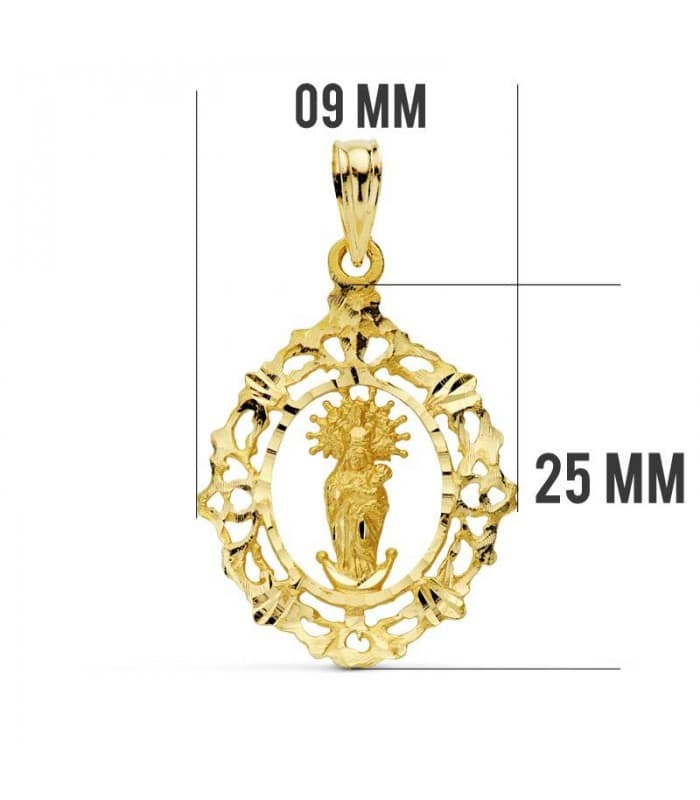 Medalla Virgen Almudena 18 Ktes 24mm