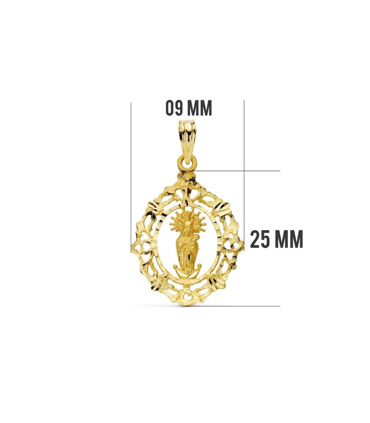 Medalla Virgen Almudena 18 Ktes 24mm