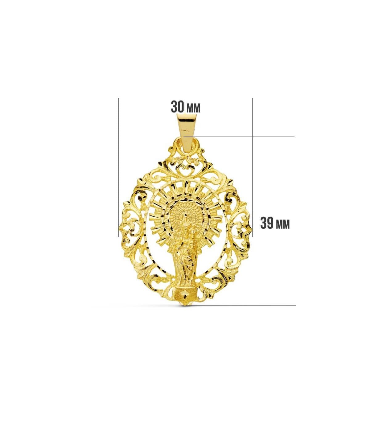 Médaille Vierge du Pilar 18 carats 39mm