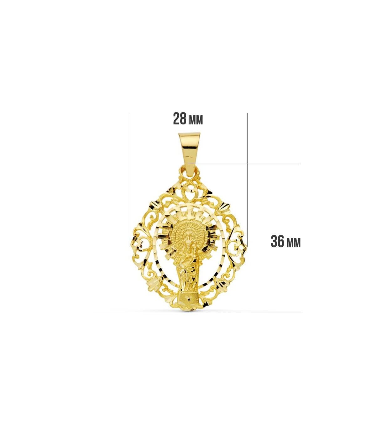Medalla Virgen del Pilar 18 Ktes 36mm