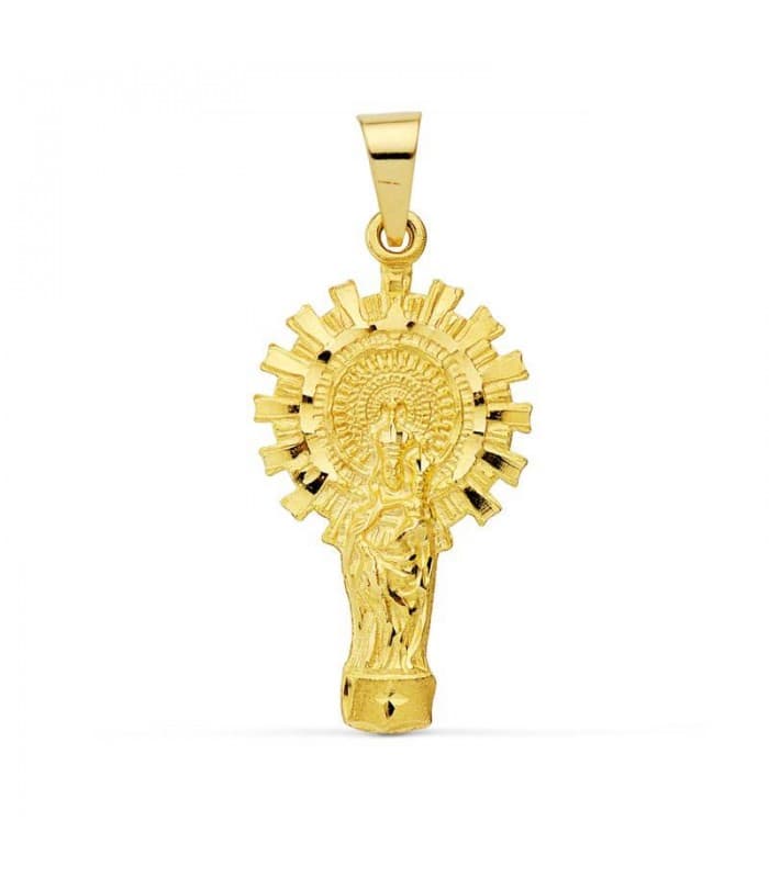 Medalla silueta Virgen del Pilar 18 Ktes 30mm