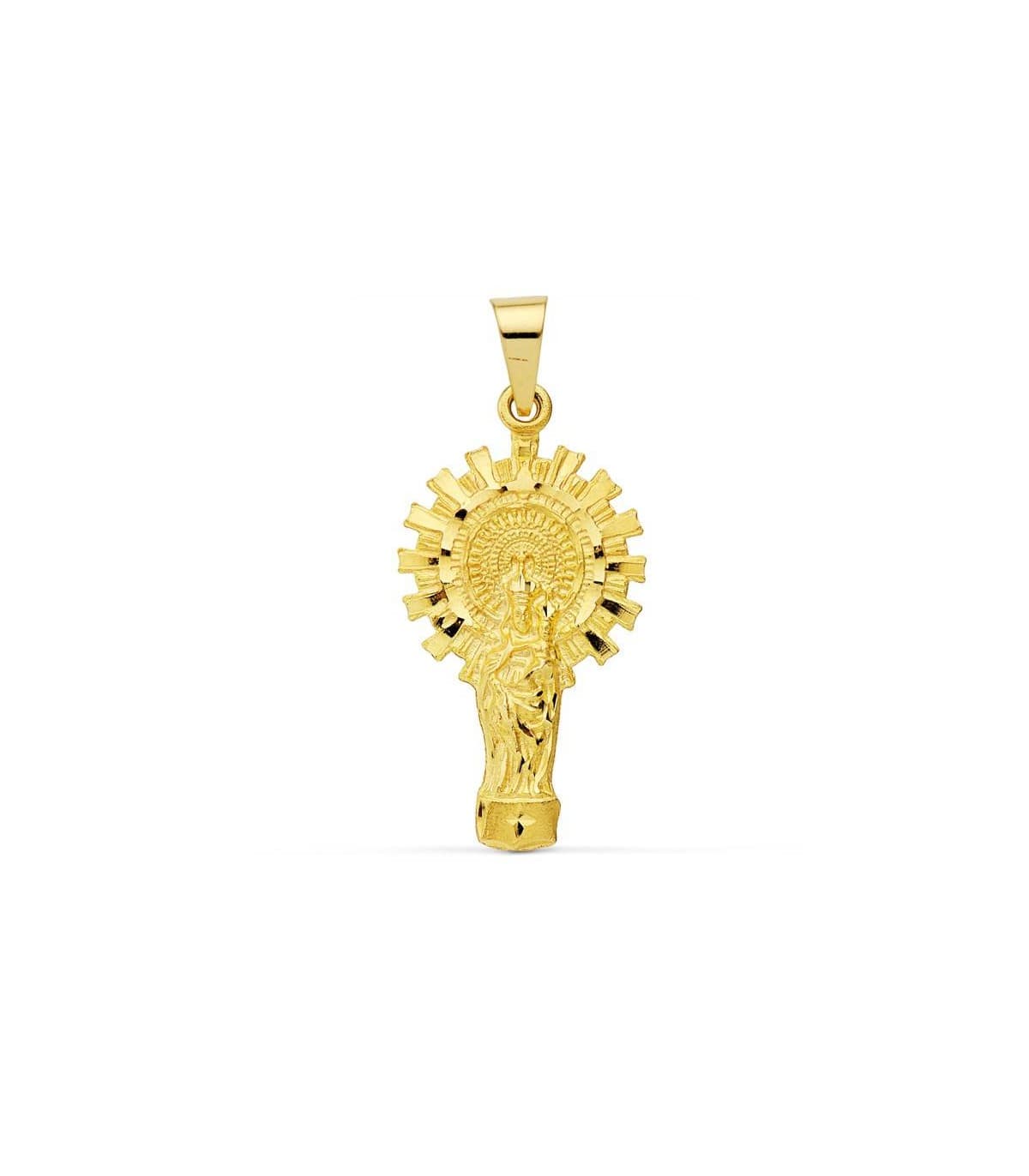 Medalla silueta Virgen del Pilar 18 Ktes 30mm