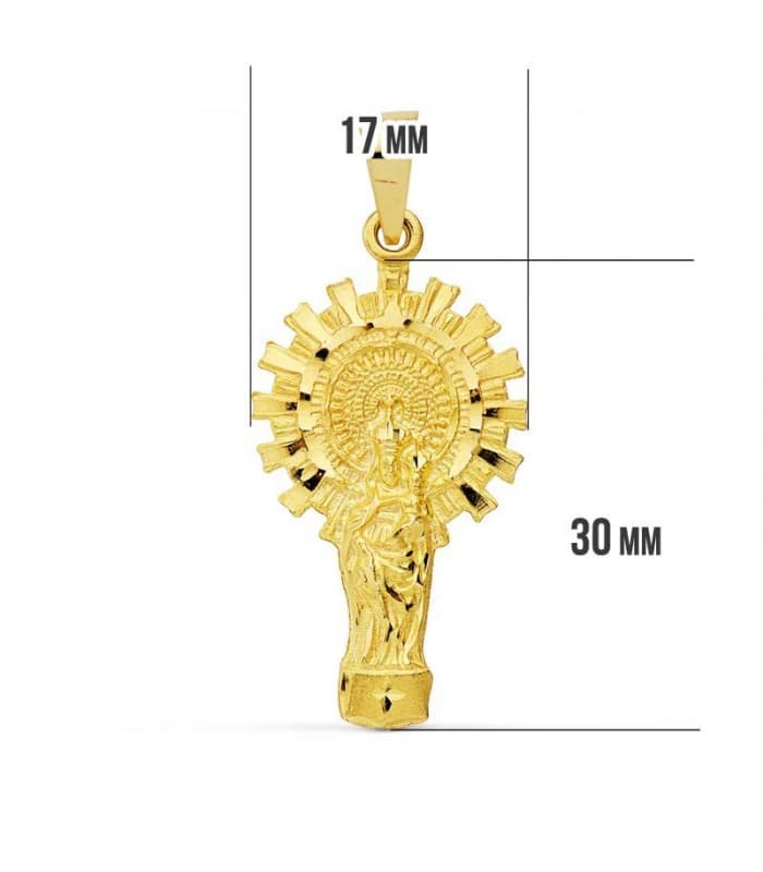 Medalla silueta Virgen del Pilar 18 Ktes 30mm