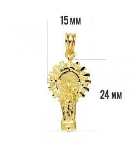 Medalla silueta Virgen del Pilar 18 Ktes 24mm