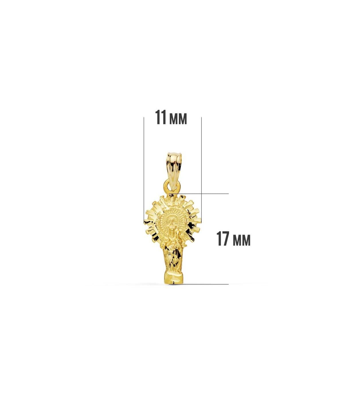 Medalla silueta Virgen del Pilar 18 Ktes 17mm