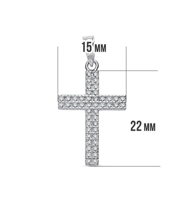 Anhänger Kreuz Weißgold 18K & Zirkoniasteinen 16772, 22 mm