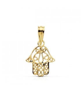 Pendentif main de Fatma ajouré 9 carats - Amulette et Porte-bonheur pour femme