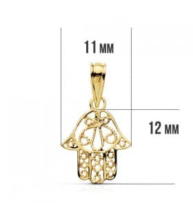 Kleiner Fatima-Hand 12 mm, Filigran, 375er Gold  – Glücksbringer-Schmuck und Anhänger