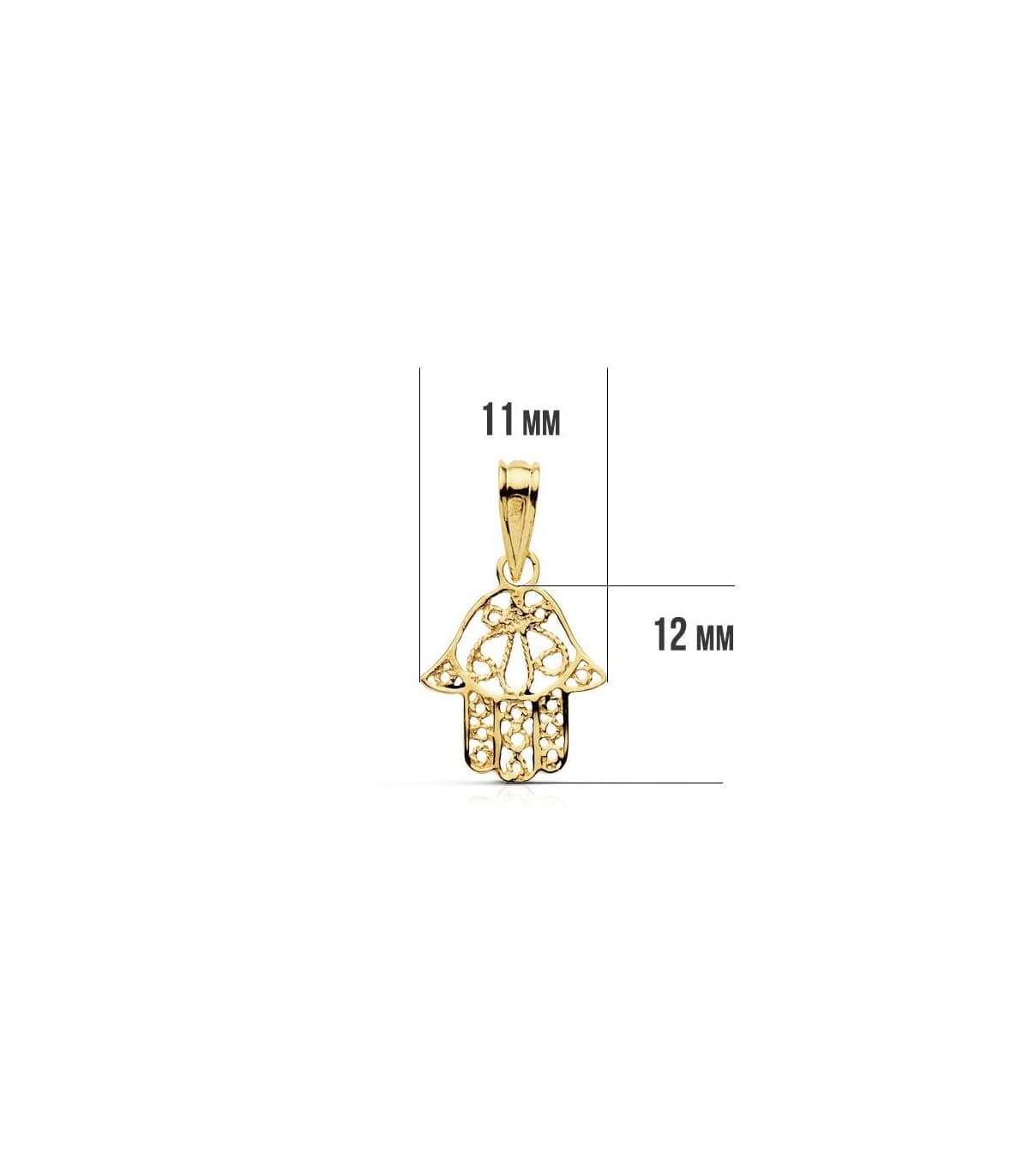 Kleiner Fatima-Hand 12 mm, Filigran, 375er Gold  – Glücksbringer-Schmuck und Anhänger