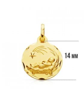 Medalla niño del pesebre pequeña oro 9ktes
