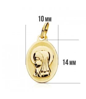 Medalla Virgen niña oval 9 Ktes