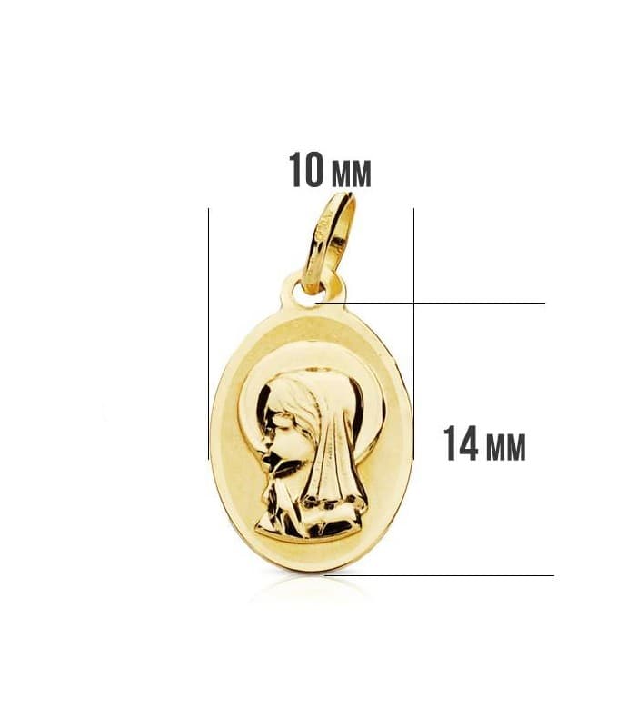 Medalla Virgen niña oval 9 Ktes