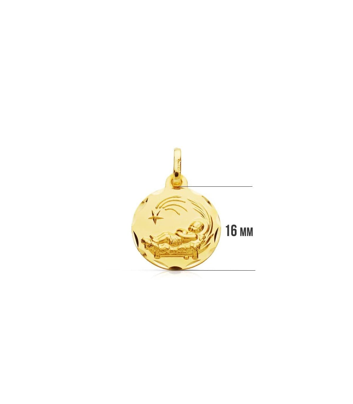 Medalla niño del pesebre grande oro 9ktes