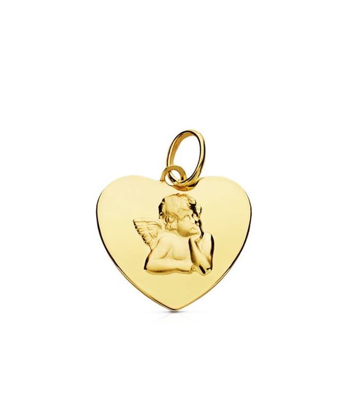 Medalla Ángel burlón corazón 9 Ktes