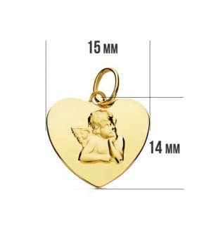 Medalla Ángel burlón corazón 9 Ktes