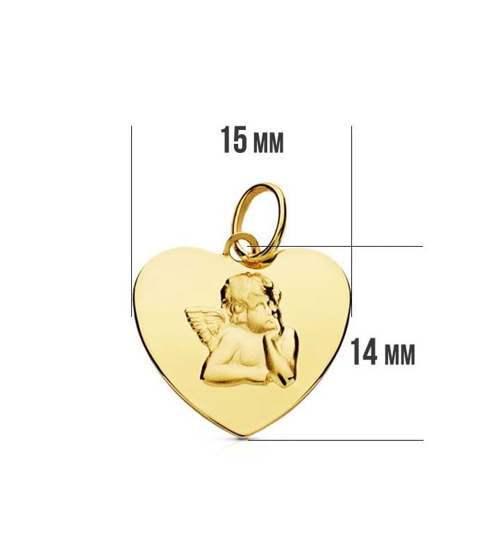 Medalla Ángel burlón corazón 9 Ktes