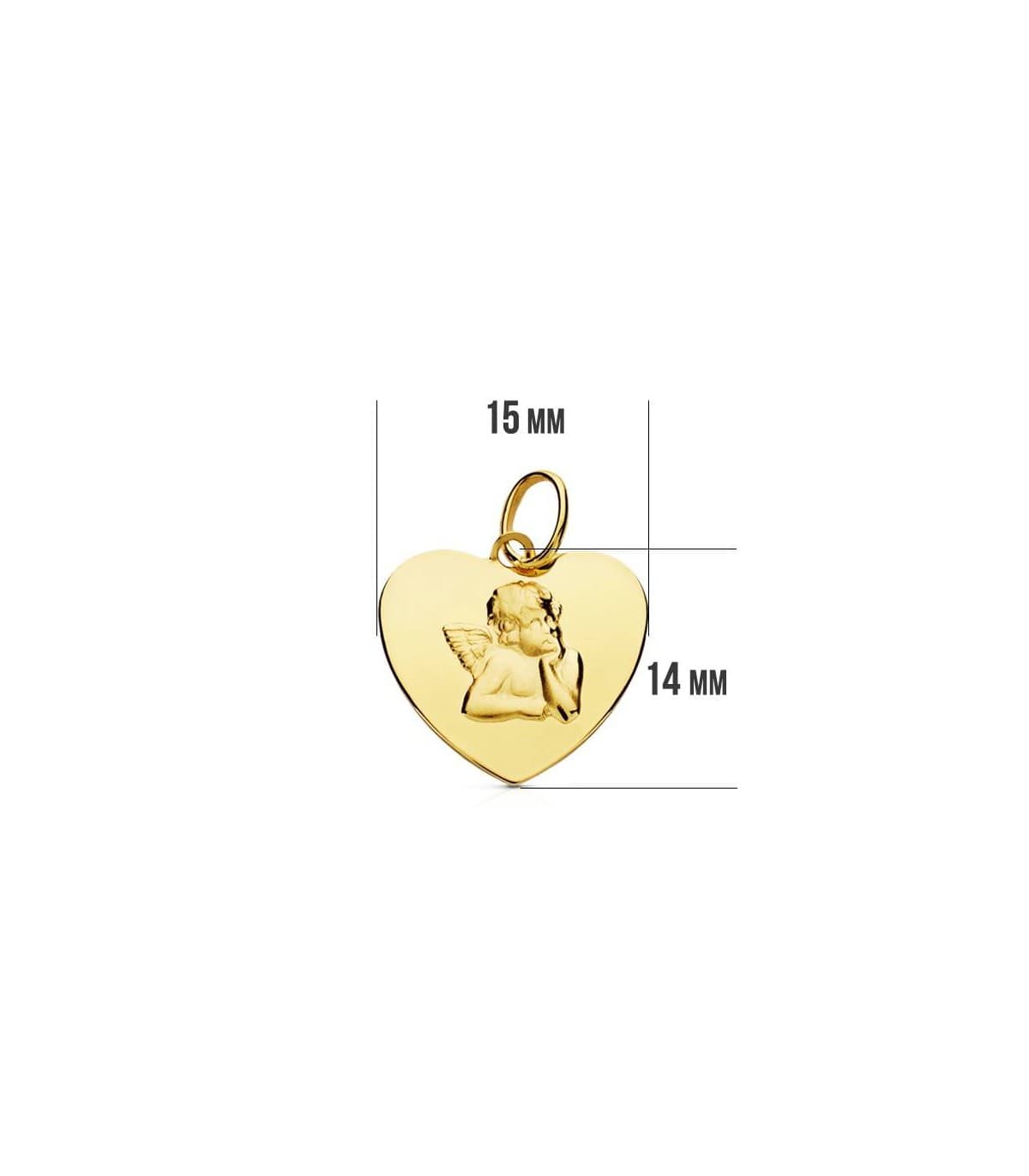Medalla Ángel burlón corazón 9 Ktes