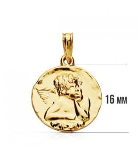 Medalla Ángel burlón redonda 9 Ktes