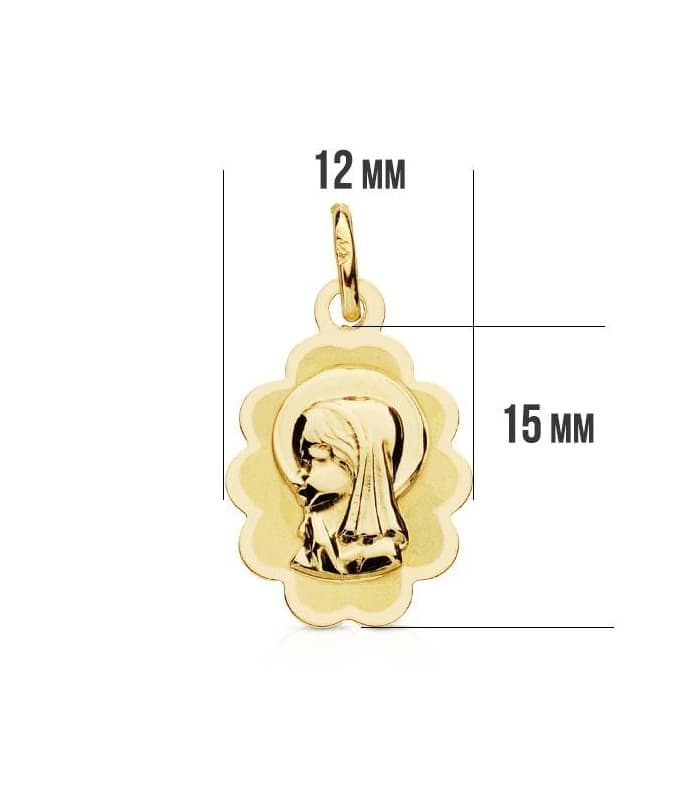 Medaglia Vergine Maria nuvola 9 Kt 15X12 mm