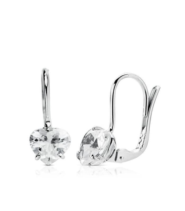 Orecchini a monachella Zirconi Cuore, 19 mm - Modello donna Shayla in oro bianco 18 Kt