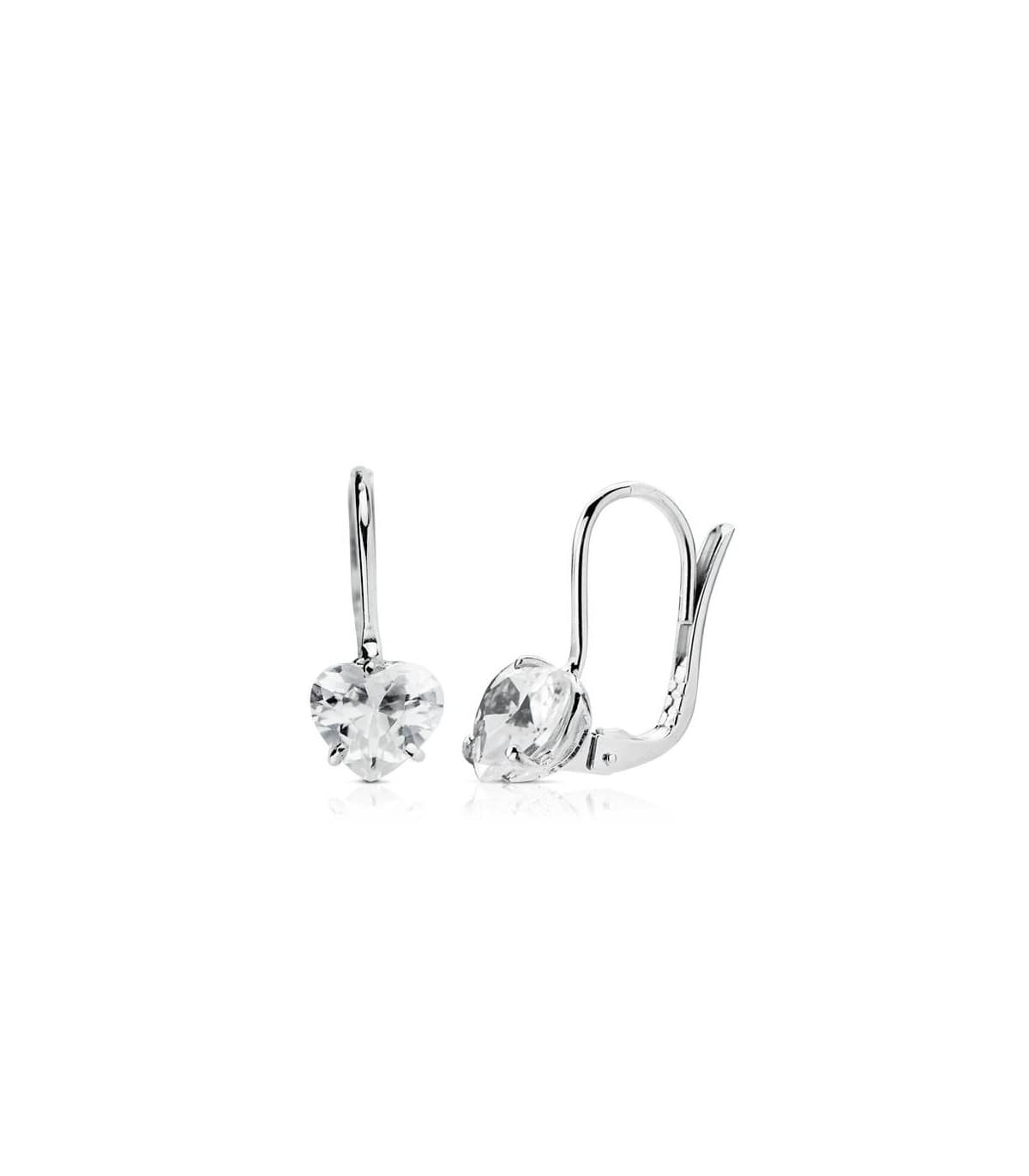 Orecchini a monachella Zirconi Cuore, 19 mm - Modello donna Shayla in oro bianco 18 Kt