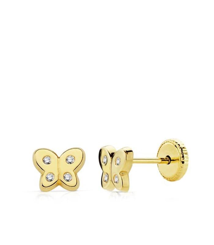 Pendientes oro amarillo Flora 18 Ktes