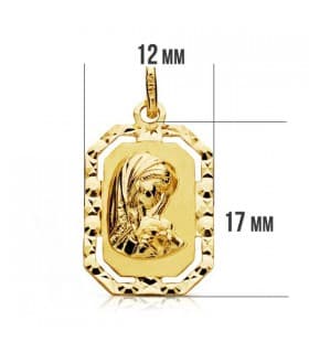 Medalla Virgen niña marco 18 Ktes