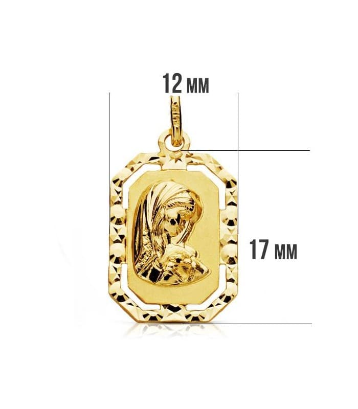 Medalla Virgen niña marco 18 Ktes