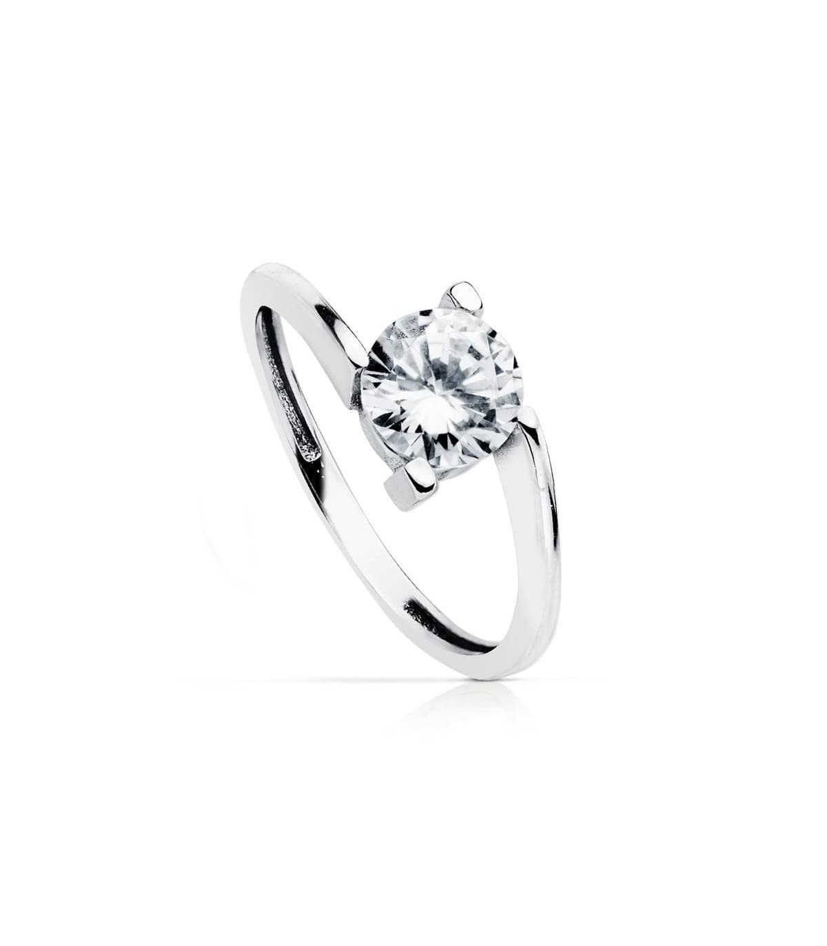 Anello Solitario Cora oro bianco 18 Kt