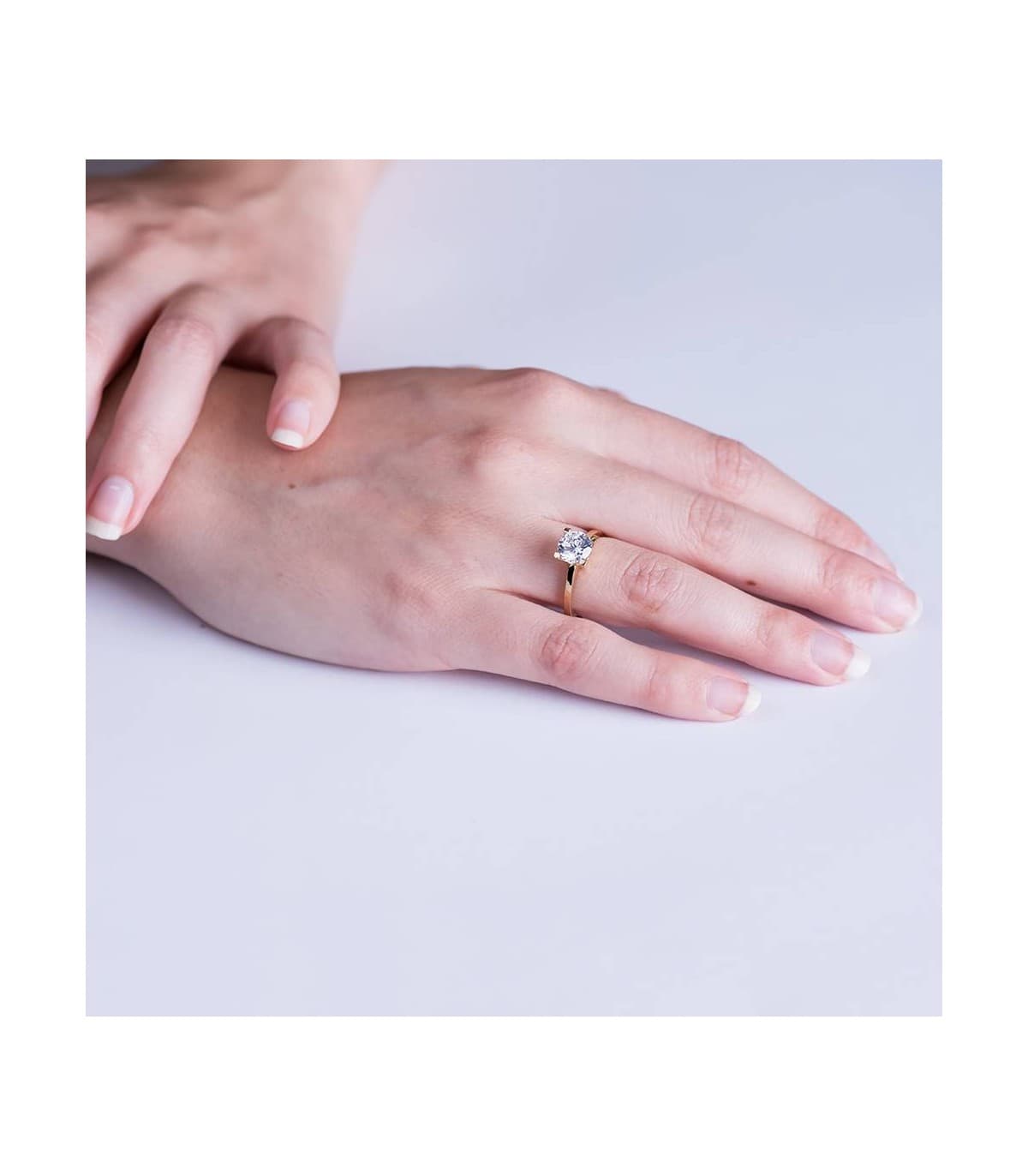 Solitario Mujer Boda Oro amarillo 18 kilates circonita en garras Anillo de compromiso novia pedida de mano