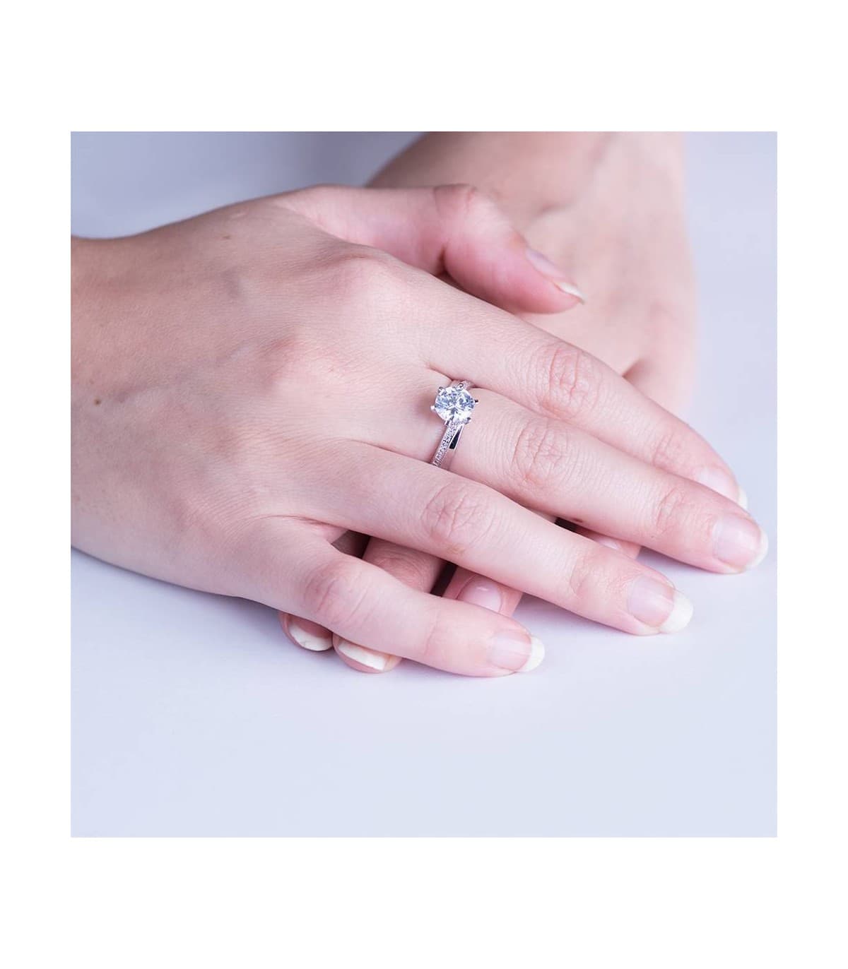 Verlobungsring Weißgold 750 & Zirkonia 19417-OB | Solitär-Ring glänzendes Design