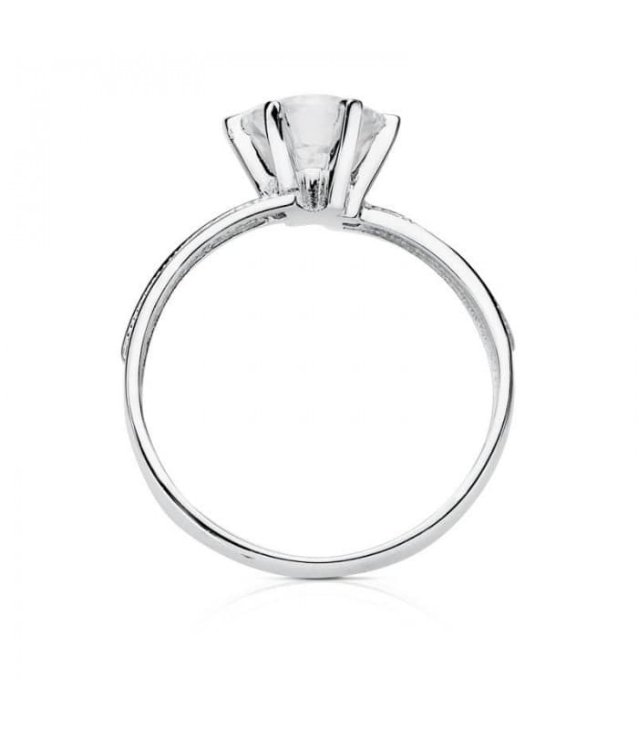 Verlobungsring Weißgold 750 & Zirkonia 19417-OB | Solitär-Ring glänzendes Design