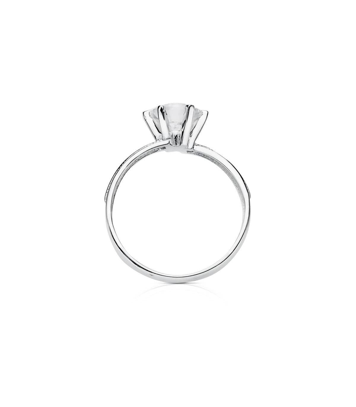 Verlobungsring Weißgold 750 & Zirkonia 19417-OB | Solitär-Ring glänzendes Design