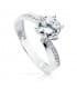 Anello Solitario Rosalinda oro bianco 18 Kt, fascia incrociata, zircone 7 mm.