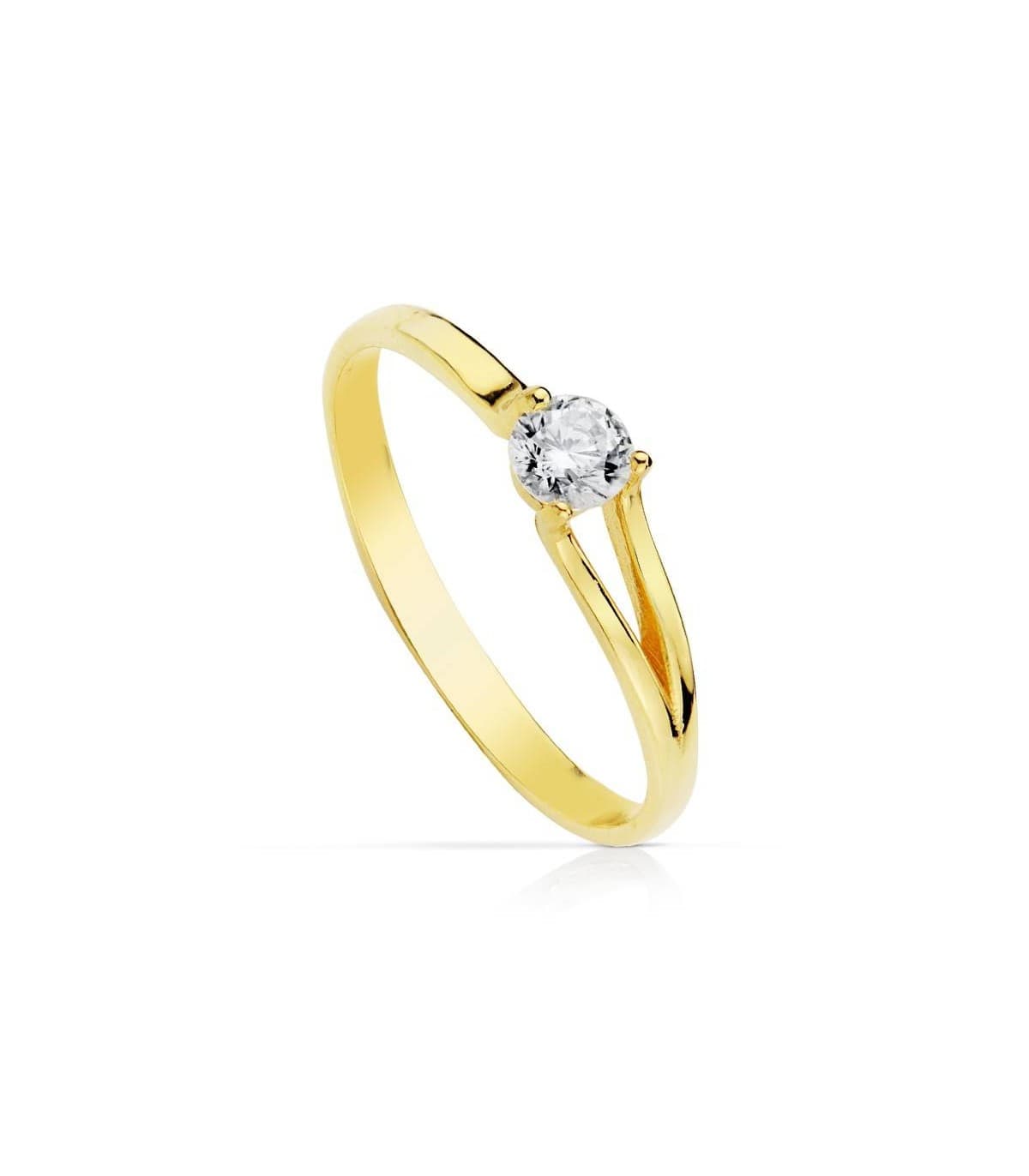 Solitario Isabelle oro giallo 18 Kt con zircone brillante da 4 mm