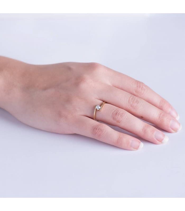 Solitario Blanca oro giallo 18kt